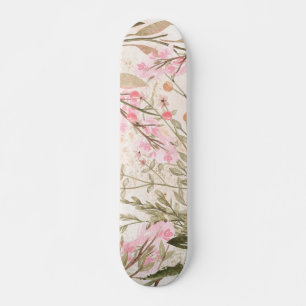 Blütenrosa Korallenwald grüne Aquarellfarbe Skateboard