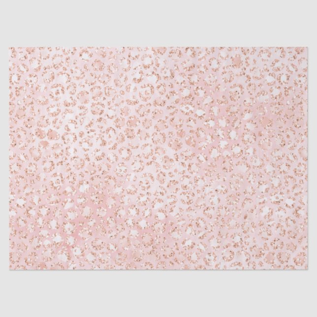 Blütenrosa Leoparden aus weißem Glitzer         Seidenpapier (Vorderseite)