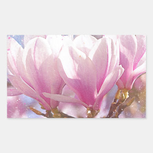 Blütenrosa Lila Magnolien - Frühjahrswoche Blume Rechteckiger Aufkleber