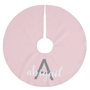Blütenrosa Modernes Monogramm Polyester Weihnachtsbaumdecke
