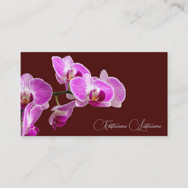 Blütenrosa-Orchideenblüte, dunkelrot Visitenkarte (Vorderseite)