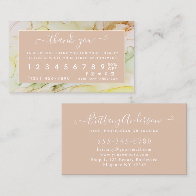 Blütenrosa Personalisierte Beauty Loyalty Card Treuekarte (Vorne/Hinten)