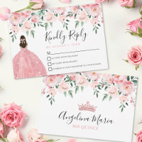 Blütenrosa Quinceanera RSVP-Karte