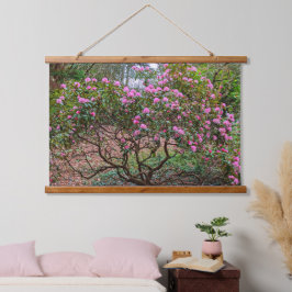 Blütenrosa Rhododendron Shrub Floral Wandteppich Mit Holzrahmen