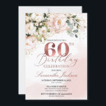 Blütenrosa Rose Goldbarren 60. Geburtstag Einladung<br><div class="desc">Blush pink Rose goldgelb bis 60. Geburtstag,  Kontaktieren Sie mich für passende Artikel oder für die Anpassung,  Blush Rose ©</div>