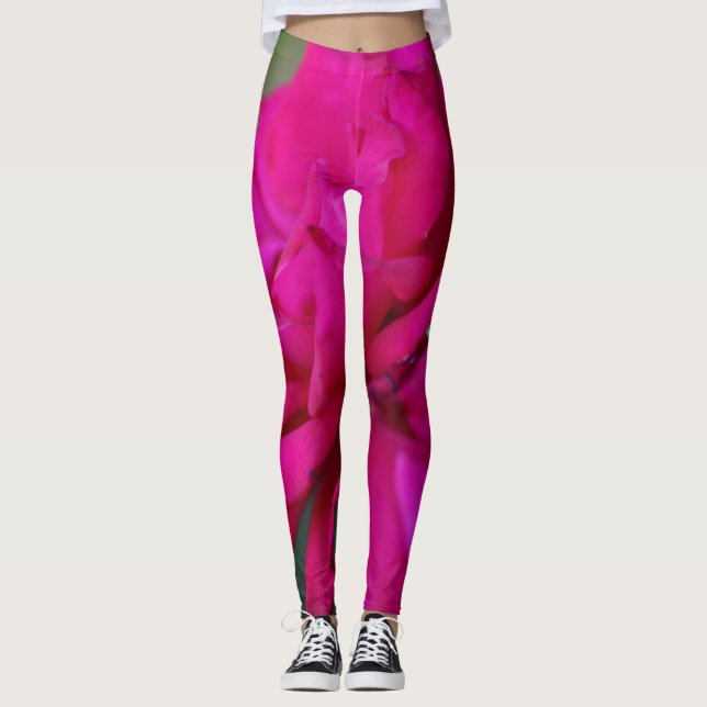 Blütenrosa Rose Leggings (Vorderseite)