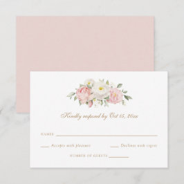 Blütenrosa Rosengrün Hochzeitskarte RSVP Einladung