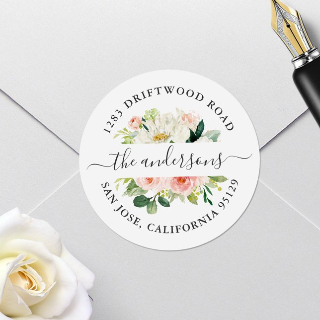 Blütenrosa Rücksendeadresse Umschlag Aufkleber (Von Creator hochgeladen)