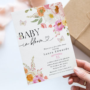 Blütenrosa Schmetterlinge Baby In Bloom Babyparty Einladung
