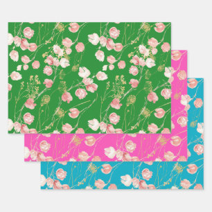Blütenrosa Sommergarten hell Geschenkpapier Set