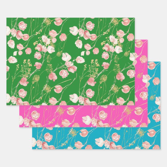 Blütenrosa Sommergarten hell Geschenkpapier Set (Set)