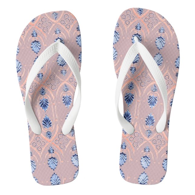 Blütenrosa und blaue Blumenmuster Flip Flops (Fußbett)