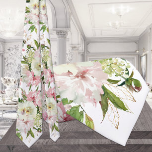 Blütenrosa und grüne, weiße Hochzeit Krawatte