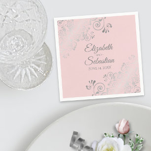 Blütenrosa und Silberfriede Elegante Hochzeit Serviette