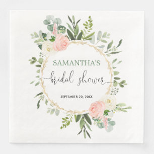 Blütenrosa, weiße Vegetation Gold Blumen elegant Serviette
