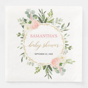 Blütenrosa, weiße Vegetation Gold Blumen elegant Serviette
