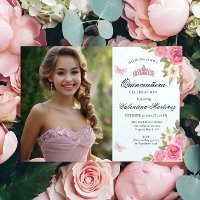 Blütenrosa Zwei Fotos Blumenquinceanera
