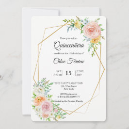 Blütenrot Elegante Einladung von Quinceañera