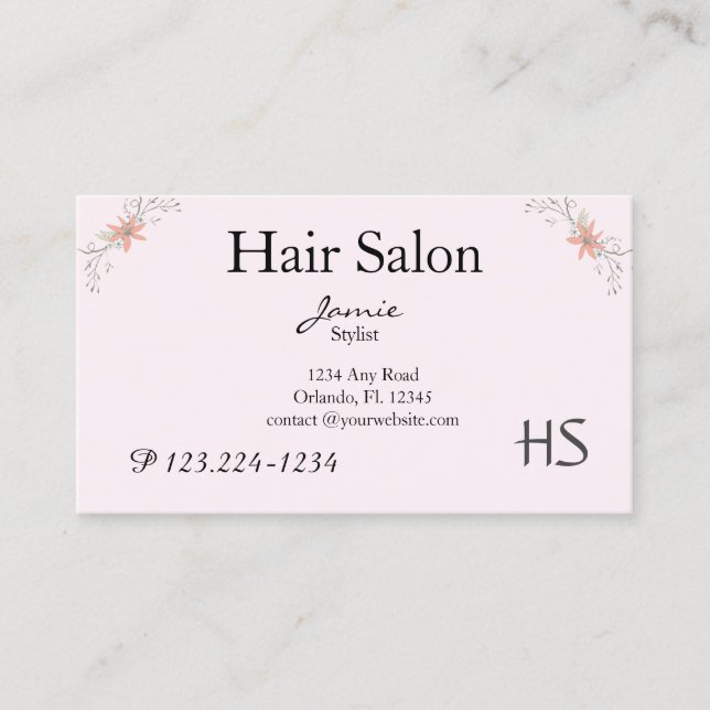 Blütenrot, Friseur, Schönheitssalon Visitenkarte (Vorderseite)