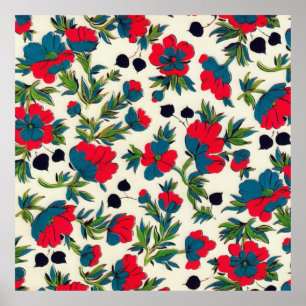 Blütenrot Grüne Wasserfarbe Poster