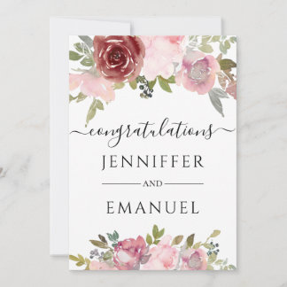 Blütenrot individuelle Name Hochzeit gratulieren Karte