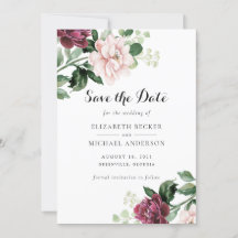 Blütenrot Merlot Grüne Elegant Save the Date