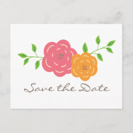 Blütenrot orange blorale Save the Date Postkarte