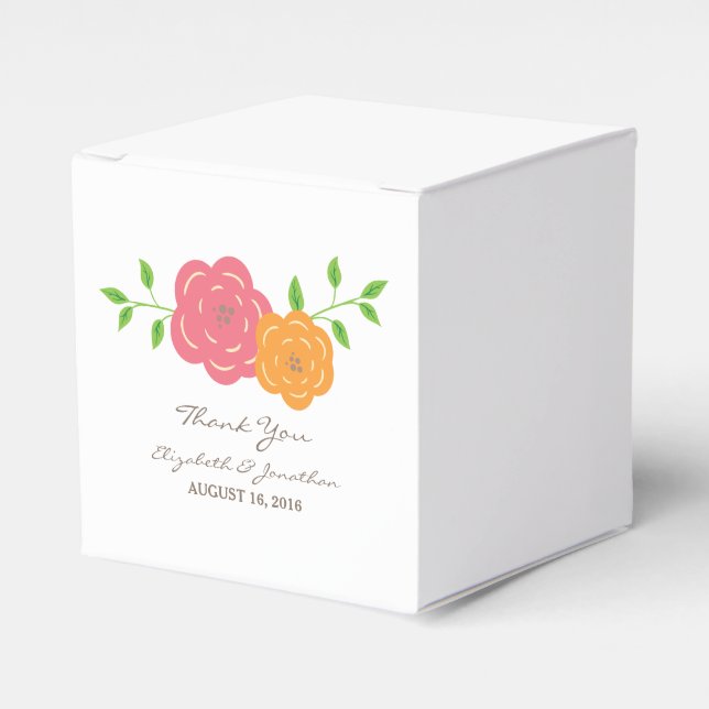 Blütenrot-orangefarbene Blütenfelder Geschenkschachtel (Vorderseite)