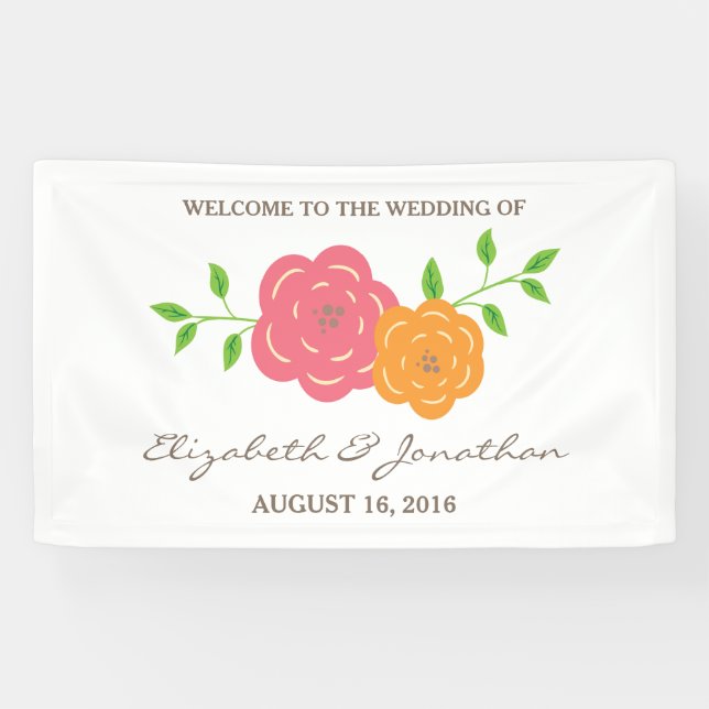 Blütenrot-orangefarbenes Blumenzauberbanner Banner (Horizontal)