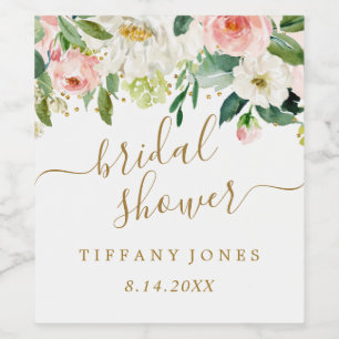 Blütenrot-Rosa-Brautparty Confetti Weinetikett