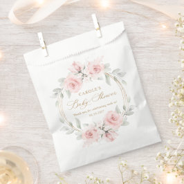 Blütenrot Rosa goldgrüne Babydusche Geschenktütchen