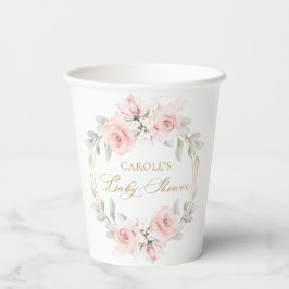 Blütenrot Rosa goldgrüne Babydusche Pappbecher