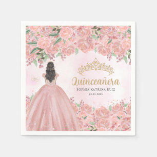 Blütenrot Rosa Goldkleid Prinzessin Quinceanera Serviette
