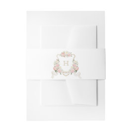 Blütenrot Rose Grünes Wappen Monogramm Hochzeit Einladungsbanderole