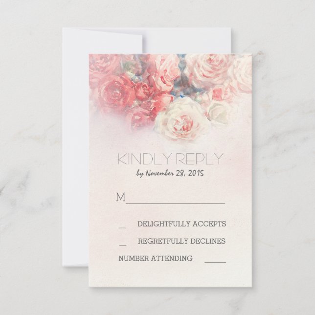 Blütenröte Rosa Hochzeit RSVP Karten (Vorderseite)