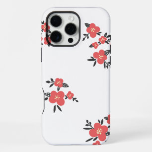 Blütenrotes Blumenmuster in der Blütezeit iPhone 16 Pro Max Hülle