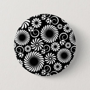 Blütenschaltfläche Schwarz-Weiß Button