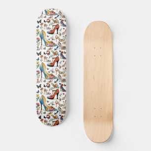 Blütenschuhe mit Schmetterlingen Skateboard