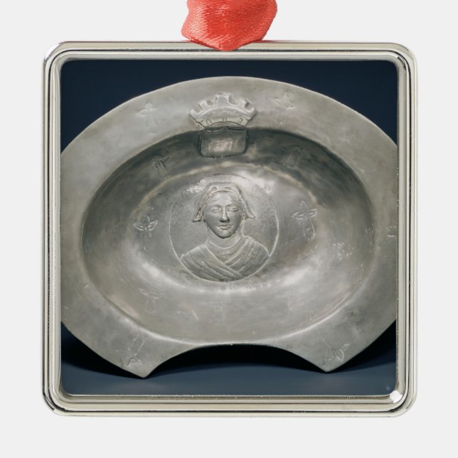 Blutenschüssel, Franzosen, 15. Jahrhundert, Zinn Silbernes Ornament (Vorne)