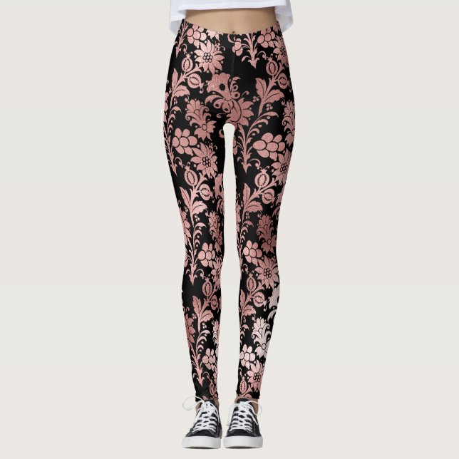 Blütenschwarz Leggings (Vorderseite)
