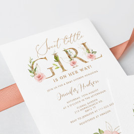 Blütenschwarz Sweet Kleine Mädchen Dusche Einladung