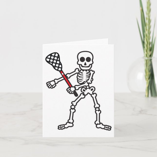 Blütenskelett Lacrosse Player Halloween Costum Karte (Vorderseite)
