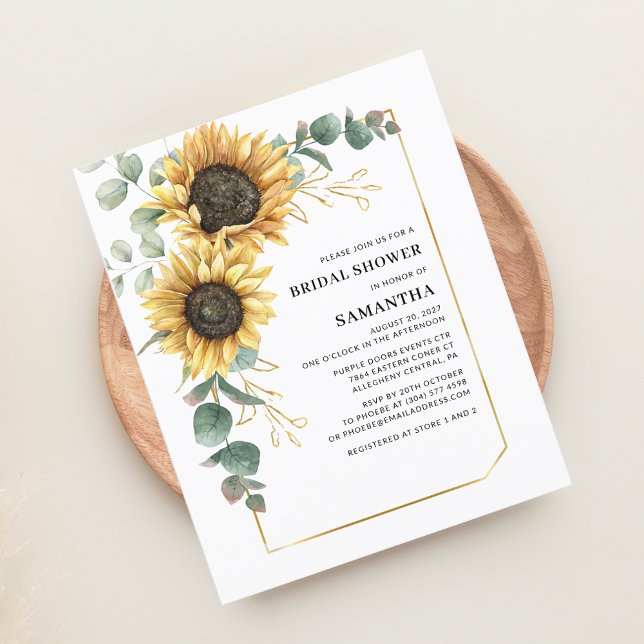 Blütensonnenblume Eukalyptus-Brautparty Einladung (Floral Sunflower Eucalyptus Greenery Buddet Bridal Shower Invitation)