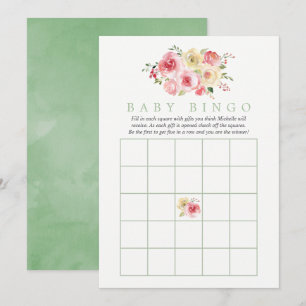 Blütenspülung und Babydusche Baby Bingo Einladung