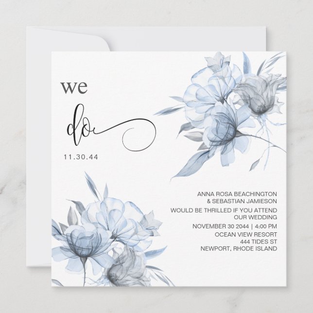 *~* Blütenstaub Blue Bouquet AR15 QR UAWG WEDDING Einladung (Vorderseite)