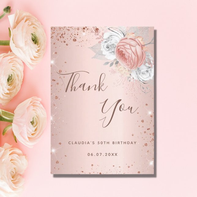 Blütenstaub Rose Goldgold Glitzer Staubflorchen Dankeskarte (Von Creator hochgeladen)