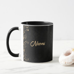 Blütenstaube in Schwarz und Gold Tasse