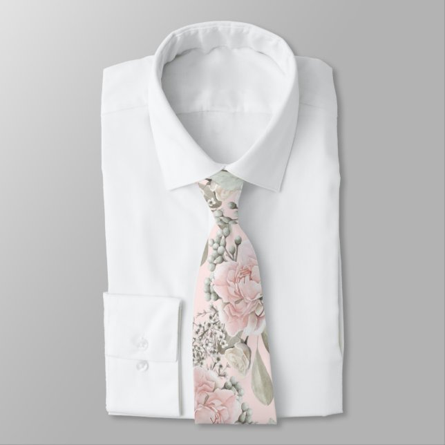 Blütenstaubige Rose boho Trauzeuge Geschenk Krawatte (Gebunden)