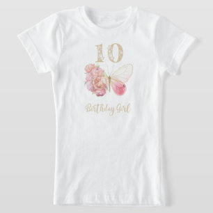 Blütenthema Butterfly 10. Geburtstag T-Shirt
