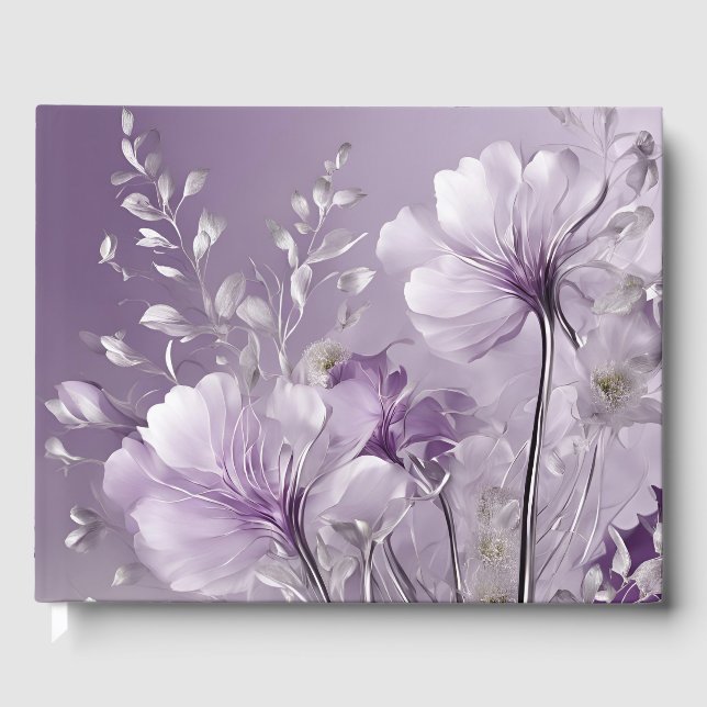 Blütenviolette Blumen Kunst Gästebuch (Vorderseite)